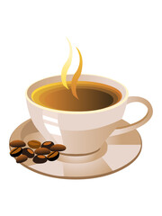 cup of coffee with beans