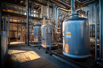 Oxygen production system with containers and temperature exchange coils