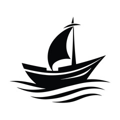 Trendy Silhouette of Sailboat Vector Logo Icon Design