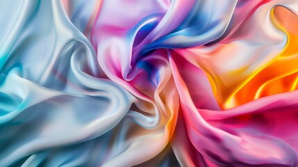 Obraz premium An elegant cascade of crumpled silk in soft pastel hues evokes a sense of delicate beauty and luxury, perfect for a romantic or serene setting.