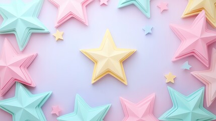 Obraz premium Pastel 3d star frame background. Star background