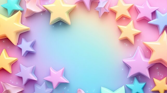 Pastel 3d star frame background. Star background