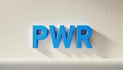 Blue PWR Logo on Light Wall