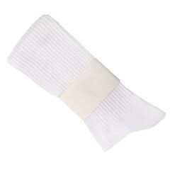 White Ribbed Cotton Sock on Isolated Background