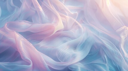 Fototapeta premium Soft, pastel-colored fabric undulates gently, creating a dreamy and elegant visual texture, like a cascade of silk in a serene setting.