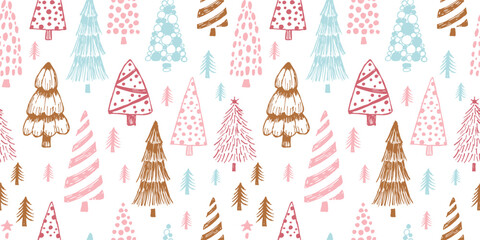 Joyful Winter and Christmas Seamless Pattern