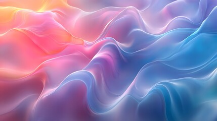 Obraz premium Vibrant multicolored abstract background, fluid gradient waves, iridescent pastel hues, soft blended transitions, ethereal atmosphere smooth flowing curves.