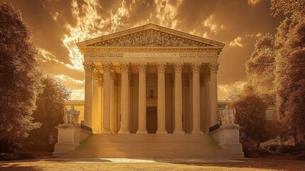 Obraz premium Majestic Law Building at Sunset