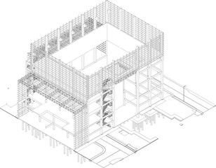 3D illustration of industrial project