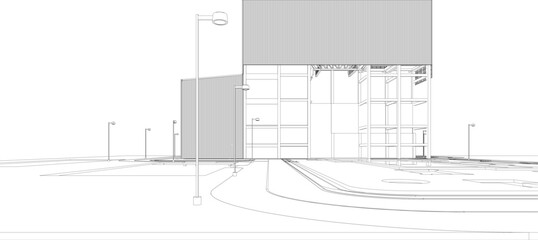 3D illustration of industrial project