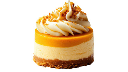 Delicious mini cheesecake with creamy topping and a golden crust. with transparent background