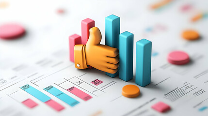 Fototapeta premium 3D Abstract Financial Chart Handshake Icon for Partnership Growth - Sleek Vector Illustration Isolated on White Background Emphasizing Collaboration and Financial Success