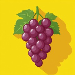 Grapes with leaves flat vector icon for good food apps and websites