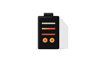 Fototapeta premium Minimalist Black Battery with Charge Indicators - High Quality Vector Graphic on White Background