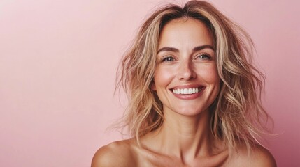 Fototapeta premium A woman with blonde hair and a smile on her face