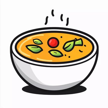 bowl of soup with basil and tomato clip art preview