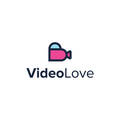 video love simple sleek creative geometric modern logo design