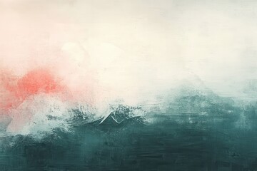 Abstract Painting with Pink, White, and Green Hues