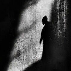 Mysterious Shadow Play in Sunlight - Concept of Light and Darkness on Textured Background