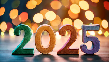  Colorful 2025 numbers against a bokeh background, festive mood. _1(452)