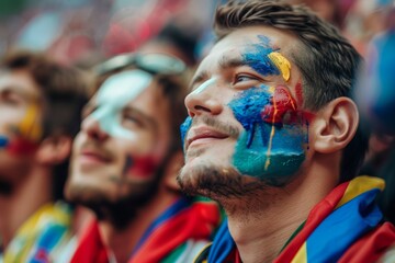 Emotionally Charged Fans at International Sports Event - High-Resolution Stock Image