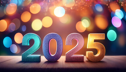  Colorful 2025 numbers against a bokeh background, festive mood._1(453)