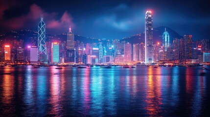 Fototapeta premium Night Lights of Hong Kong