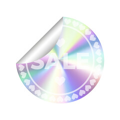 Holographic sticker discount coupon with adhesive effect, isolated element
