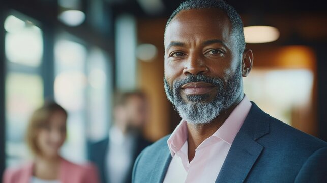 A man with a beard and gray hair is wearing a suit and smiling