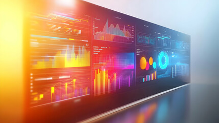 3D Glowing Abstract Marketing Dashboard: Interactive Data Streams & Real-Time Analytics for Marketing Officers - Sleek Visualization of Key Performance Indicators