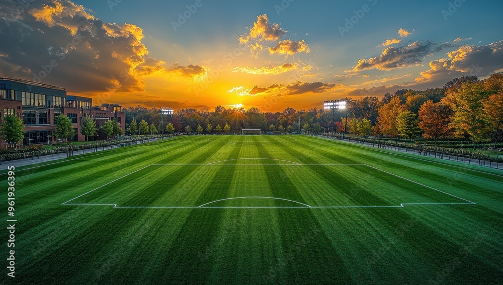 Sticker Soccer Field at Sunset