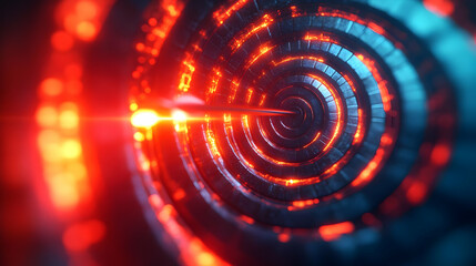 3D Glowing Abstract Target with Marketing Arrows Hitting Bullseye � Dynamic Precision for Targeted Marketing Strategies