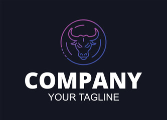 Neon Colorful Bull logo template