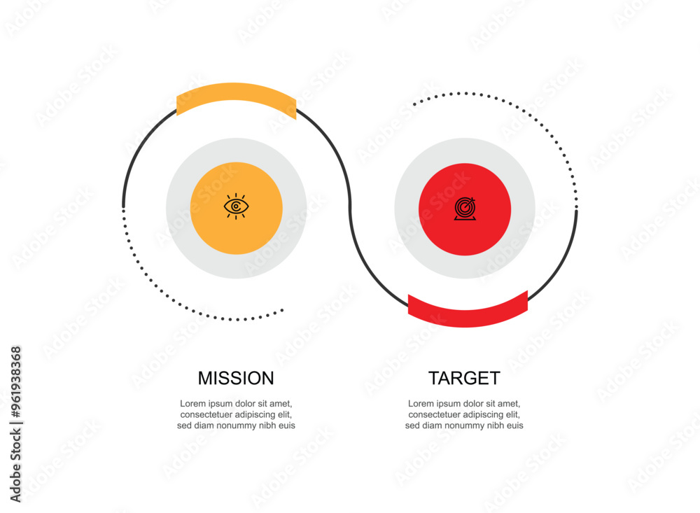 Poster 2 step line circle infographic template vector with icons can be used for workflow and business information 