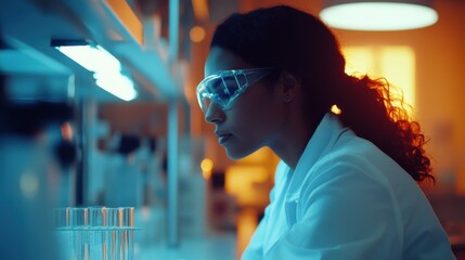 Inspiring editorial shot of a scientist in a lab environment focusing on groundbreaking research and innovation in the field of science