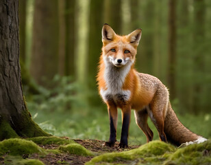 Obraz premium fox walking in the forest