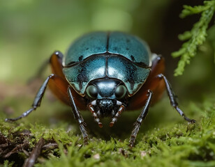 Naklejka premium insect walking in the forest foliage