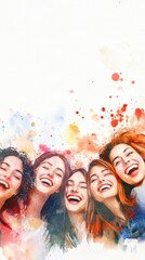 Fototapeta premium Vibrant artwork of five women in joyful expression