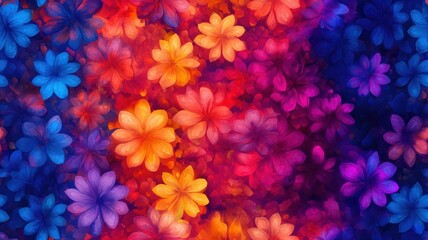 Fototapeta premium A vibrant and colorful floral design with bright blossoms and a dreamy background, perfect for creative projects and decorations.