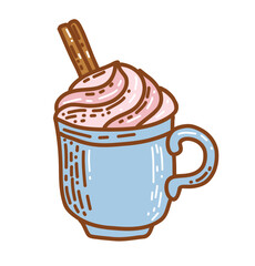 Coffee with creamy cap simple doodle element