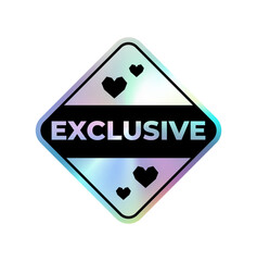 sticker with inscription exclusive, diamond shaped, trendy y2k style sticker cut on transparent background