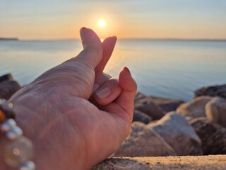 hand on the beach
