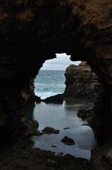 View of the coastal rock arch in Port Campbell National Park near the Great Ocean Road, Australia