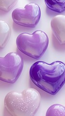 Fototapeta premium Heart purple love shape pattern seamless cute with shine light effect and soft background