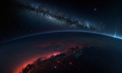 Fototapeta premium Cosmic View of Earth with Milky Way