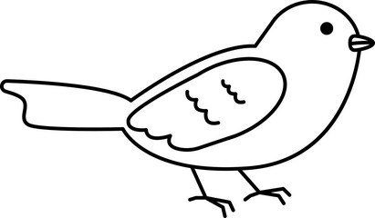 Simple line drawing of a bird with decorative wing pattern, suitable for coloring books.
