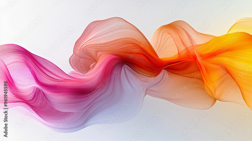 Wall mural abstract wave background, flow of multicolor colorful wave on white background. generative ai