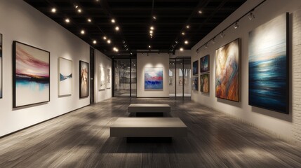 Modern Art Gallery Interior.