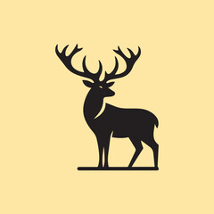 Deer with horns silhouette illustration artwork