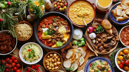 Fototapeta premium Delicious Mediterranean Feast - A Table Full of Flavor.